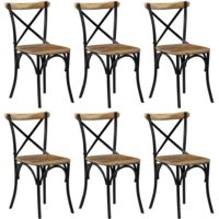 Lot de 6 Chaises Chaises à dossier croisé Noir Bois de manguier massif Chaises de salon 39609