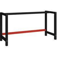 Cadre de banc de travail Pied de banc Pied de meuble Métal 150x57x79 cm Noir et rouge 32705