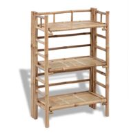 Étagère à plantes 3 niveaux Meuble de rangement Meuble Étagère Bambou 95397