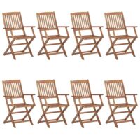 Lot de 8 Chaises de jardin et de camping pliables, Chaises de relaxation, avec coussins Bois d'acacia OIB1114E