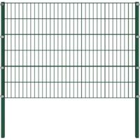 Panneau de clôture avec poteaux Clôtures de jardin Panneau de clôture Fer 1,7 x 1,2 m Vert 95634