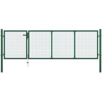 Portillon de ClĂ´ture Porte Portillon Portail de jardin Acier 350x100 cm Vert 84609