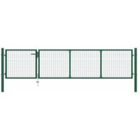 Portillon de ClĂ´ture Porte Portillon Portail de jardin Acier 350x75 cm Vert 17891