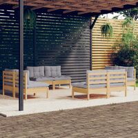 Salon de jardin 8 pcs Contemporain, Ensemble repas de jardin, avec coussins gris Bois de pin OIB5994E