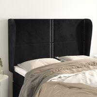 Tête de lit avec oreilles Armoire de tête de lit Noir 147x23x118/128 cm Velours 67401