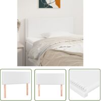 The Living Store Tête de lit Blanc 100x5x78/88 cm Similicuir - Tête De Lit - Tête De Lit Blanche - Tête De Lit Moderne - Tête De Lit Rembourrée - Lit Plateforme
