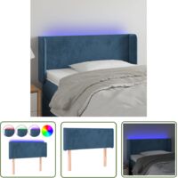 Tête de lit à LED Armoire de tête de lit Bleu foncé 93x16x78/88 cm Velours 36515