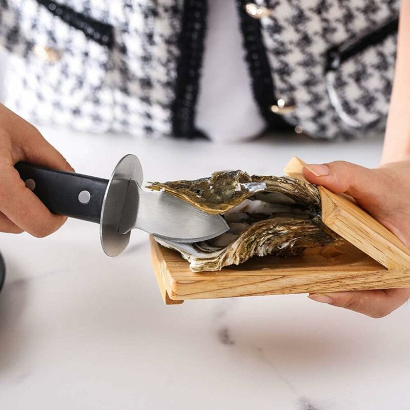 Paquet de 2 couteaux d'huîtres avec planche de protection des mains