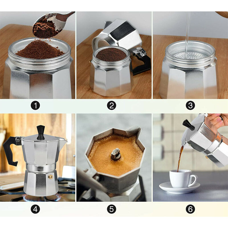 3 tasses Stoveetop Espresso Machine Moka Pot Cofeachers Division / 150 ml