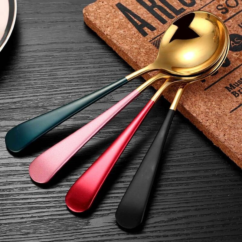 6pcs cuillères à soupe en céramique mélange maison petite cuillère