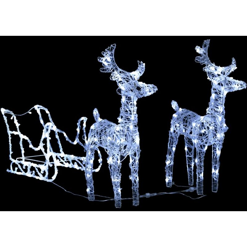 VIDAXL Decoration de Noël Rennes et traîneau 160 LED 130 cm