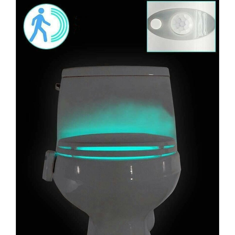 Lampe de Toilette Veilleuse LED Détecteur, Détecteur de Mouvement pour  Cuvette Siège 8 Changement de Couleurs Éclairage WC Toilette Idéal pour  Parents