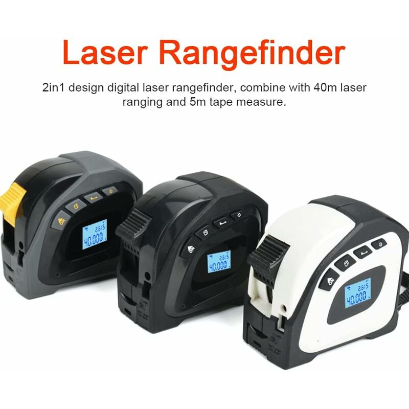 Huepar Mètre à ruban laser 2 en 1, outil de mesure laser rechargeable de  5,9 m et ruban à mesurer avec écran LCD rétroéclairé et crochet mobile 