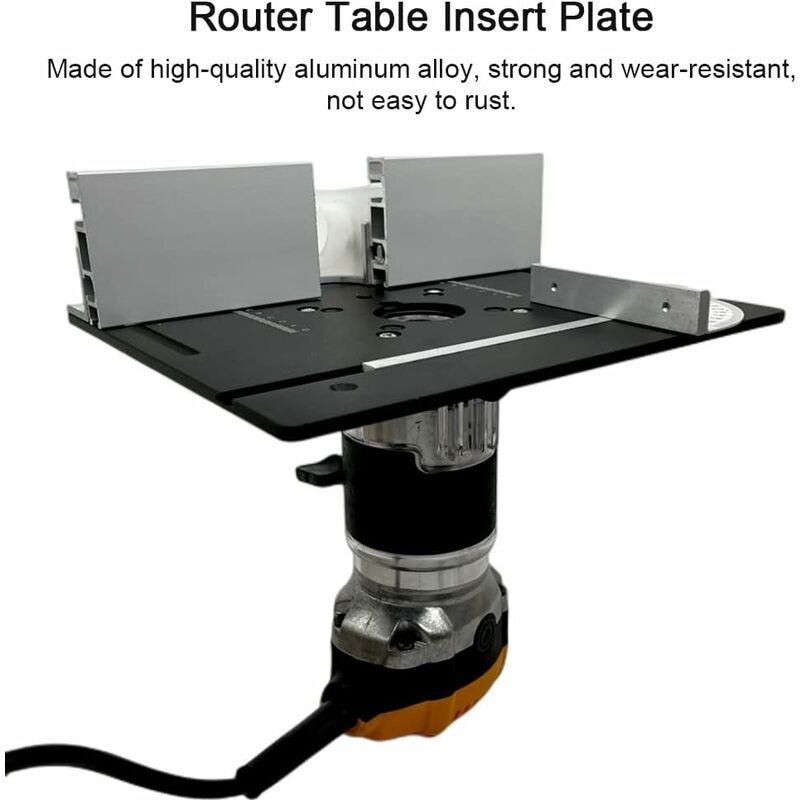 Table de fraisage pour défonceuse, en alliage d'aluminium, plaque  d'insertion, 240 x 200 x 5 mm, plateau de table avec échelle claire, table  de défonceuse pour défonceuse, machine de gravure, travail 