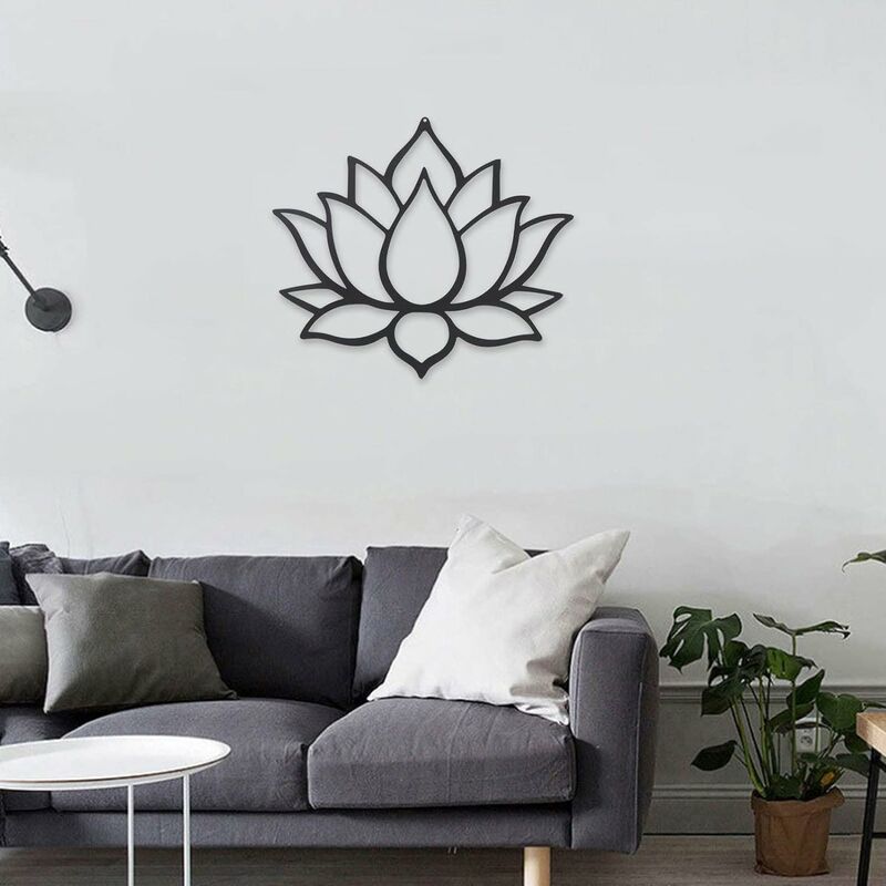 Décoration murale en métal en forme de lotus fleuri - Décoration