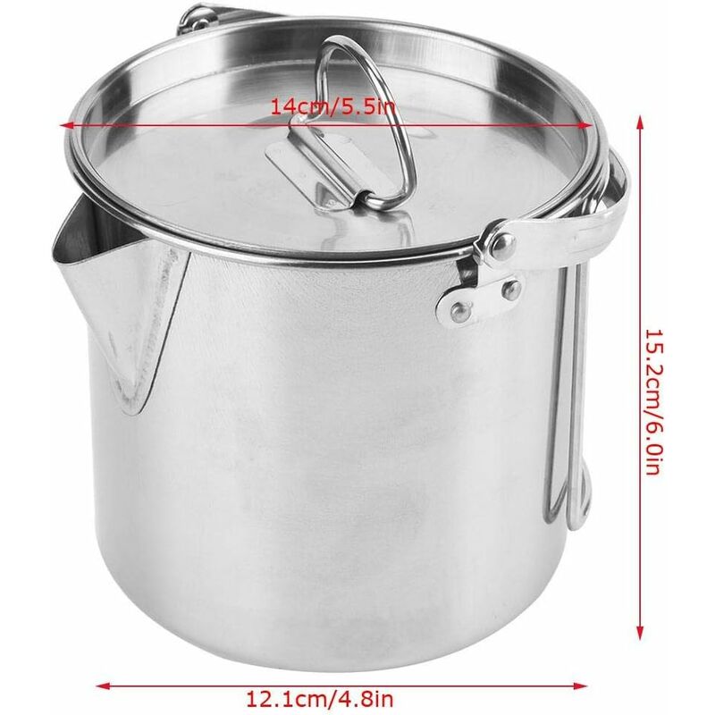 1.2l Extérieur Portable Pliant Acier inoxydable Bouilloire Batterie de  cuisine Café Thé Pique-Camping Pot