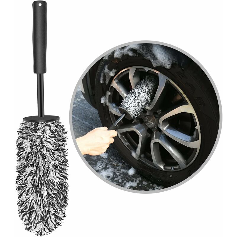 Outil de brosse de lavage de roue de voiture, nettoyeur à poils souples,  noir, facile à
