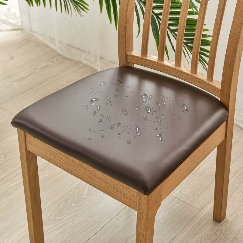 Pu Cuir Carré Chaise Housse Coussin Imperméable Cuisine Siège Salle à  manger Housses Amovible Salle à manger Chaise Siège Cushio