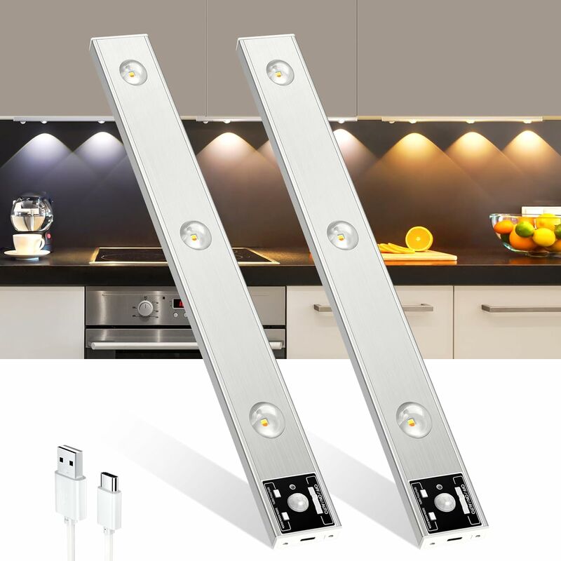 Réglette LED FLAT 10 MOTION Encastrable sous meuble cuisine avec Capteur de  Mouvement, Blanc Chaud