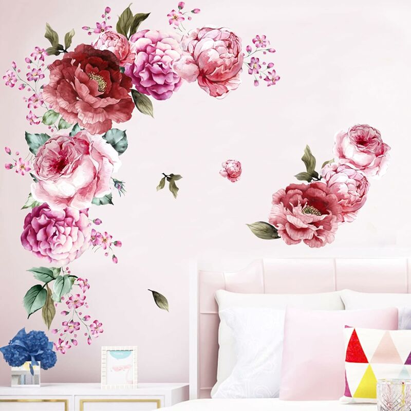Acheter Autocollant mural 3D en relief, Vase à fleurs colorées, papier  peint auto-adhésif imperméable, affiche de décoration de fond de chambre à  coucher