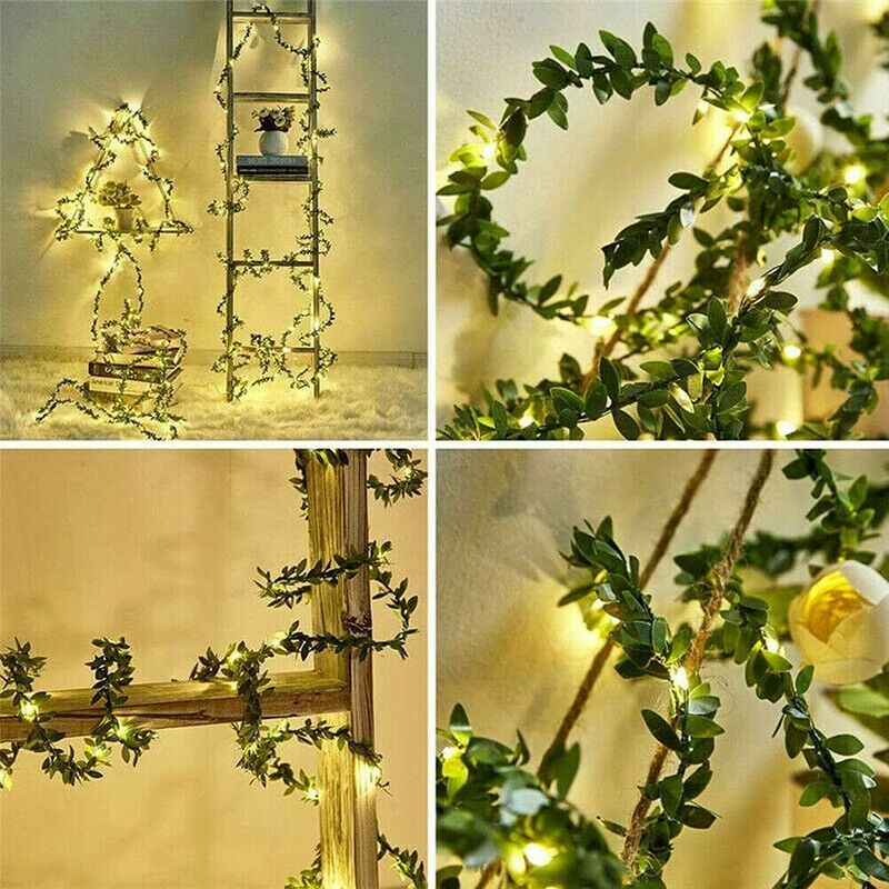 Solar string Light lierre artificiel Garland Plant rotin hanging