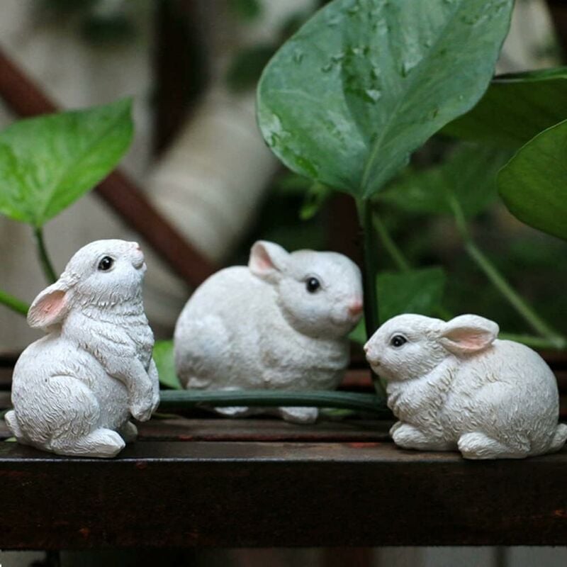 Mini lapin lumineux accessoires de jardin de conte de fées, décor