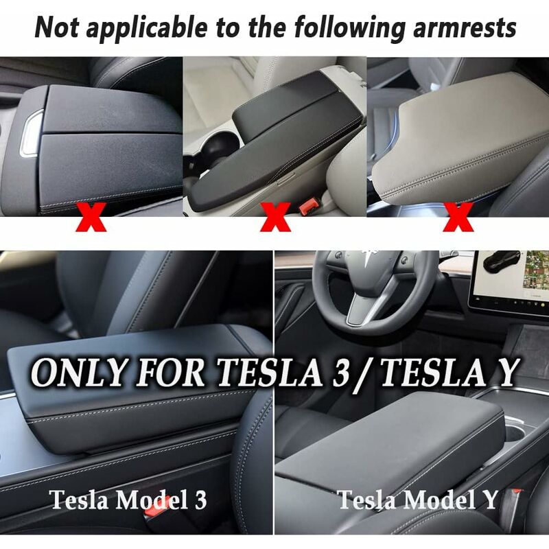 Couvercle de console centrale de voiture en cuir compatible avec Tesla Model  3 Model y protection complète / EXTENSION design de gestionnaire de console  centrale - le couvercle d'accoudoir de voiture
