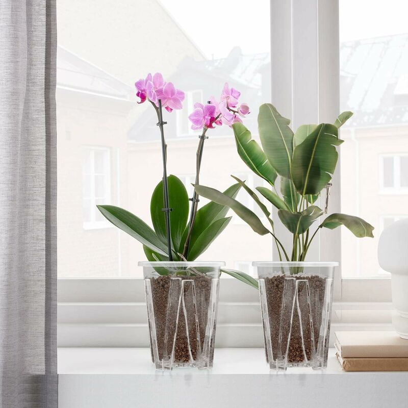 VINFUTUR 6pcs Pot a Orchidée, Pot Fleurs Transparents Plastique Diamètre  10.5/12.5cm avec Trous de Drainage et Soucoupe,pour Orchidée, Jardin,  Balcon : : Jardin