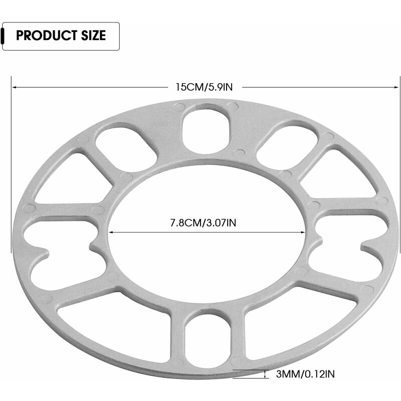 Paire d'entretoises de roue en aluminium avec fixation d'épaisseur 1,7 cm