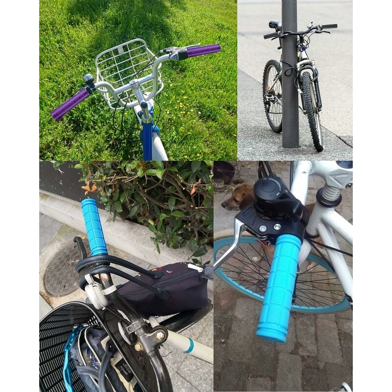 Poignées de guidon de vélo, caoutchouc souple Poignées de vélo Grip taille  universelle, 2pcs, Rose+bleu clair
