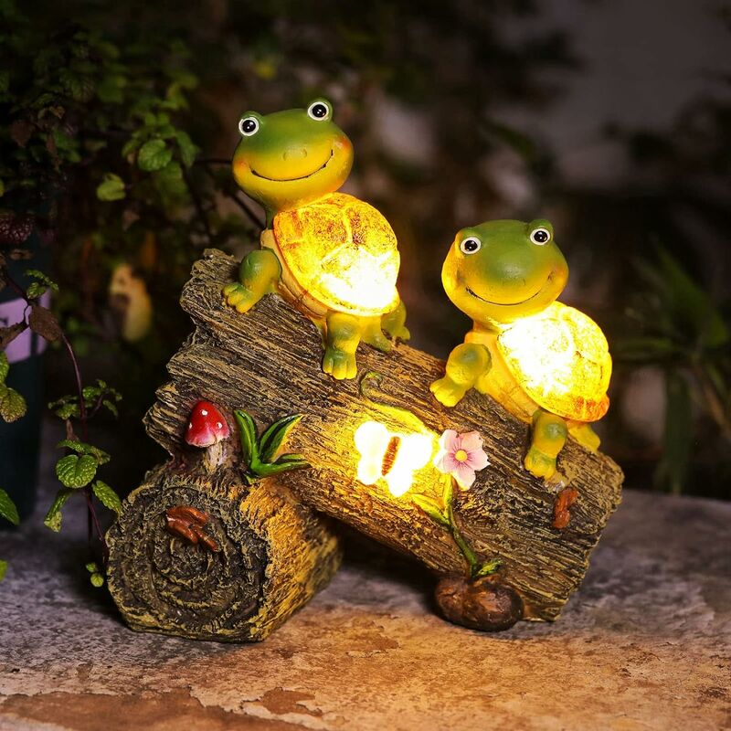 Ornements d'extérieur décoratifs Statues de jardin en forme de tortue avec  lumières à 7 LEDs