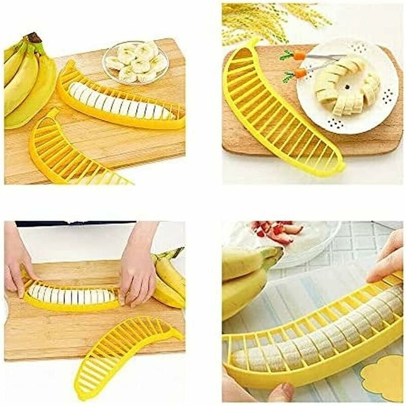 Outil de cuisine hachoir coupe-banane pour salade de fruits (jaune)
