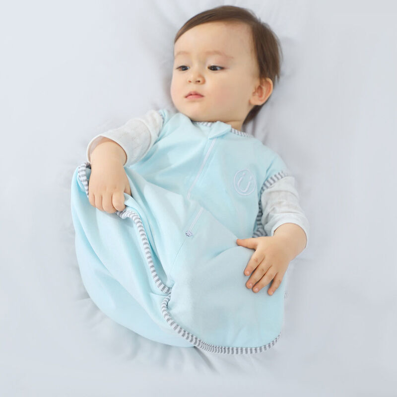 Sac de couchage pour bébé, couverture de smoux de bébé sans manches en  coton (bleu clair