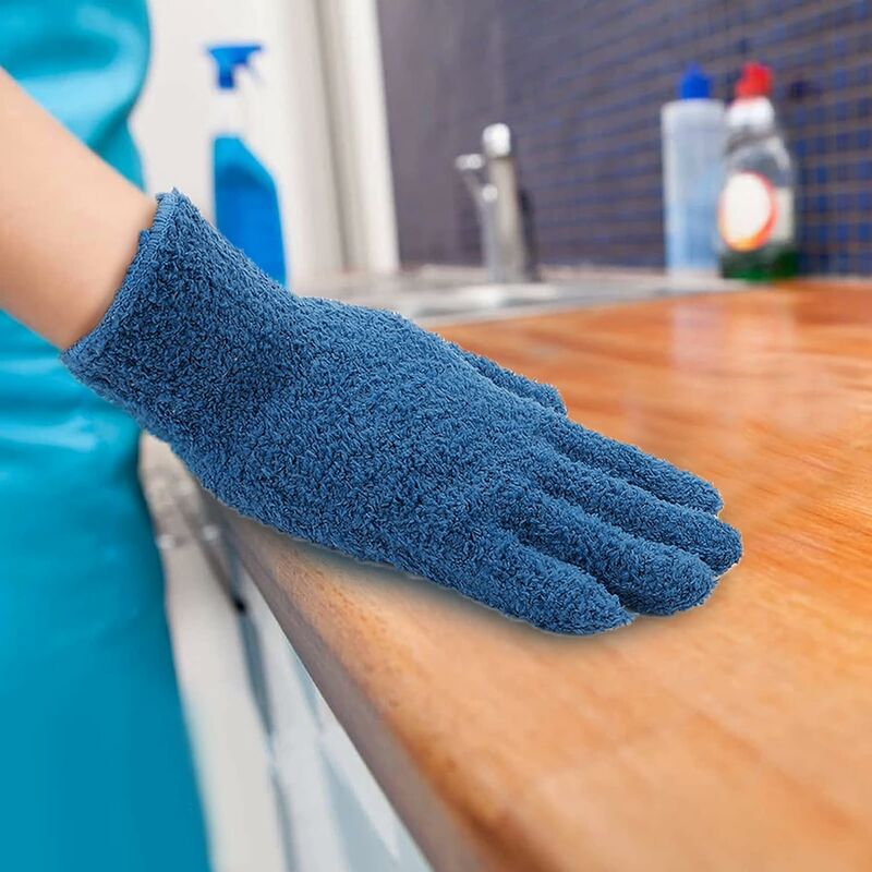 1 paires gants de saupoudrage en microfibre gant de poussière flexible et  pratique （bleu foncé）