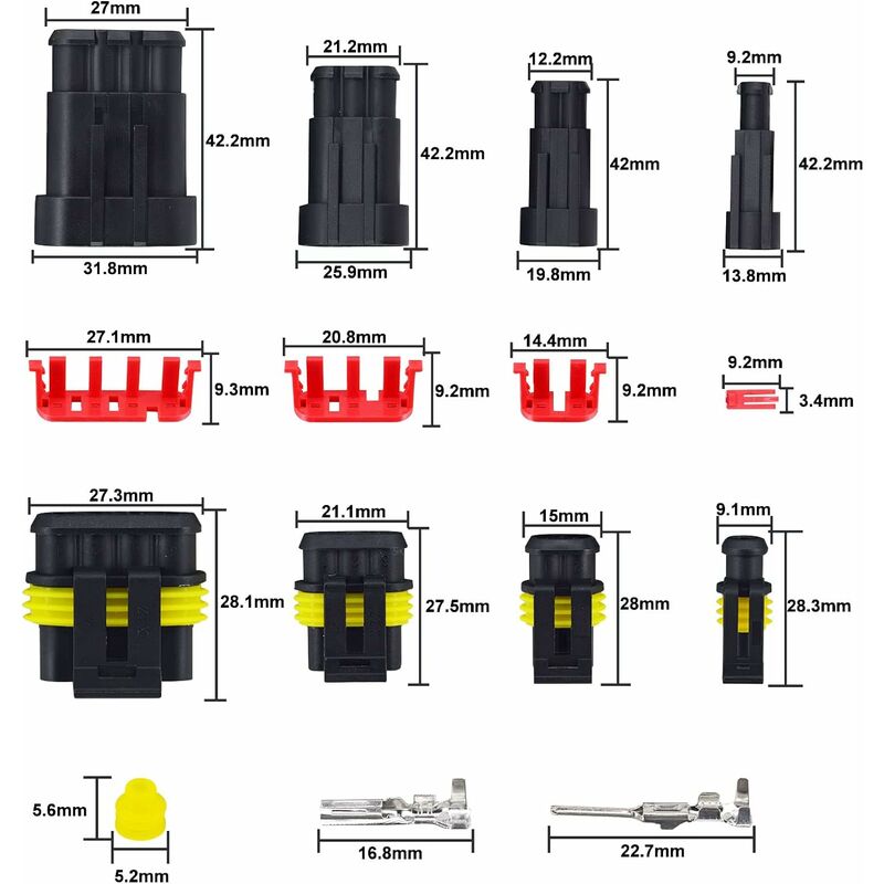 352pcs connecteurs électriques étanches 1/2/3/4 broches connecteurs  électriques de voiture