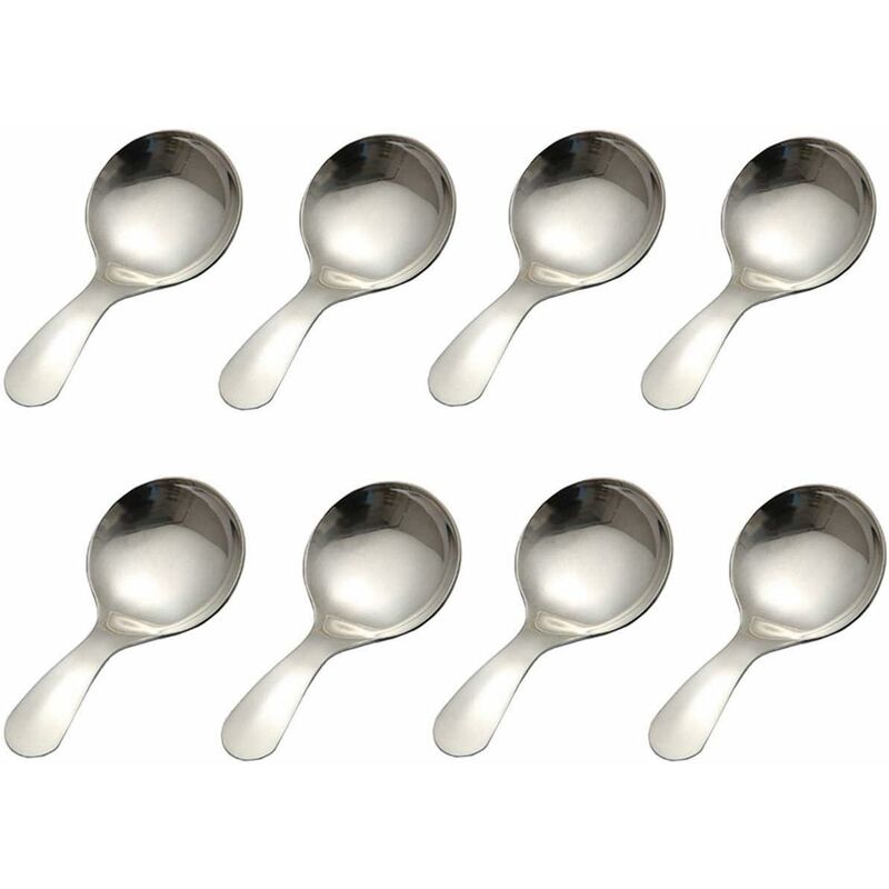 8PCS Argent Cuillère À Manche Court En Acier Inoxydable Mini Cuillère À Sel