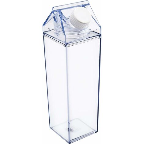 Bouteille d'eau en carton de lait clair de 1000 ml, carton de lait  réutilisable transparent pour lait, café, jus, bouteille de jus de bouteille  d'eau de sport de plein air