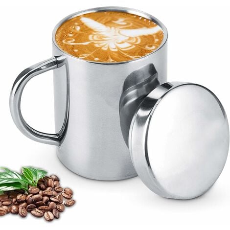 Tasse de café en acier inoxydable isolé, tasse de camping à double