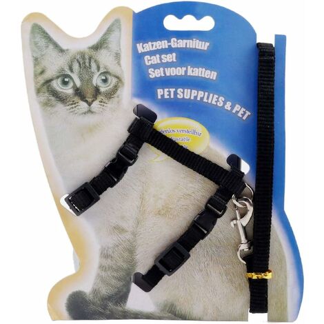 Sangle de poitrine réglable pour chat string PET (noir)
