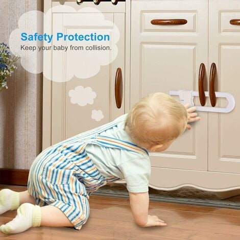 Serrure de tiroir d'armoire coulissante serrure de sécurité en U pour  enfants bébé 6 mois 