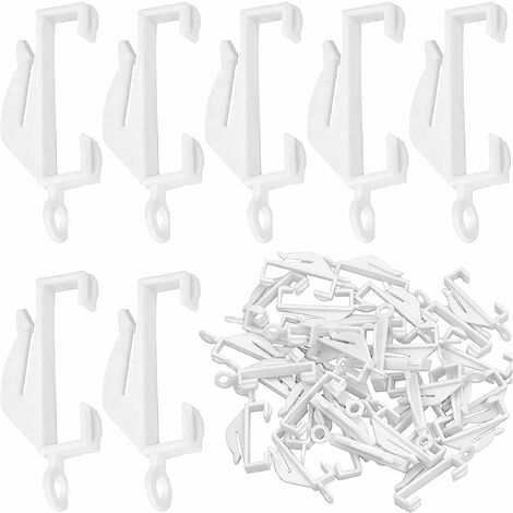 Lot de 20 glisseurs avec crochet blanc - Accessoire et tringle rideau -  Eminza