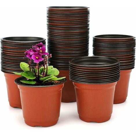 100 pièces de 10 cm (diamètre) Pots de Fleurs en Plastique Souple, Pots de  graines, Pots