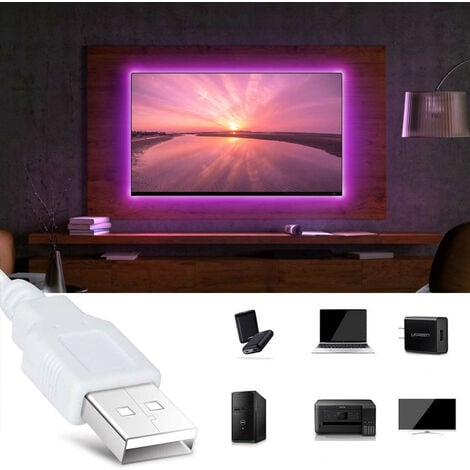 B.K.Licht - Bande LED - RGB - pour écran TV-PC - 2m - avec connecteur USB  