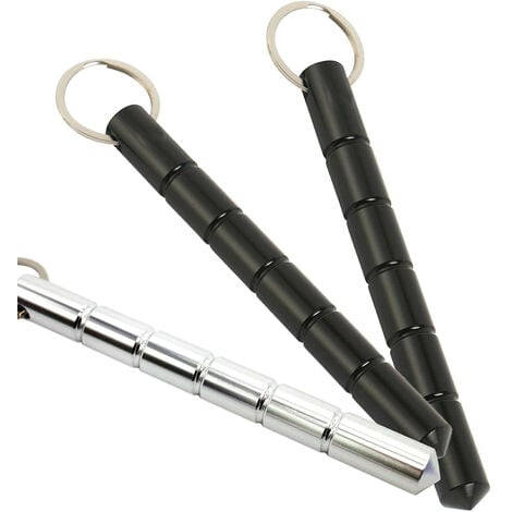 Porte-clés en métal autodéfense Porte-clés en aluminium 2 noir et 1 argent  Safe Blunt Chain