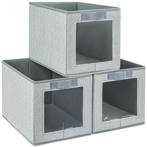 3 Pcs Boite Rangement, Panier Cube de Rangement Pliables, Casier Rangement  Tissu Carton,34x23x23 cm