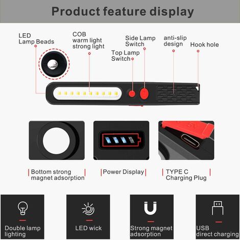 Lampe de travail pour atelier mécanique COB-LED, double LED