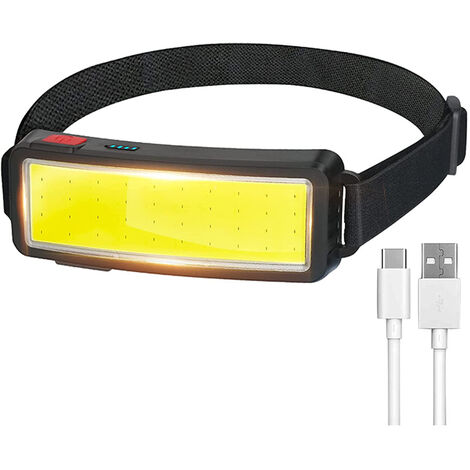 1pc USB Rechargeable Lampe Frontale LED, 3 Modes Pêche Camping Lanterne  Étanche Mini Phare Portable Projecteur COB Torche Frontale Pour Sports Et