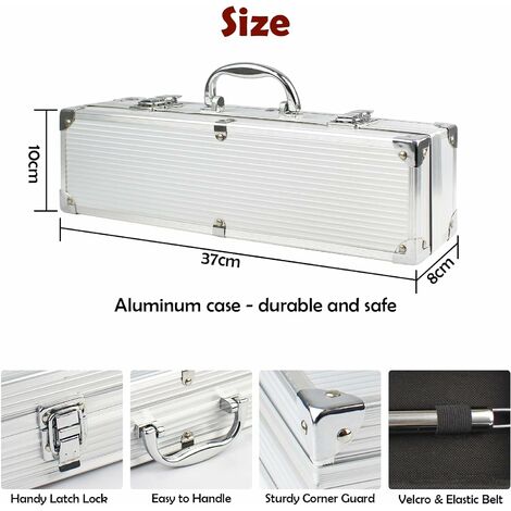 Set de 6 Ustensiles Barbecue en Acier Inox. Mallette de Rangement en  Aluminium - Costway