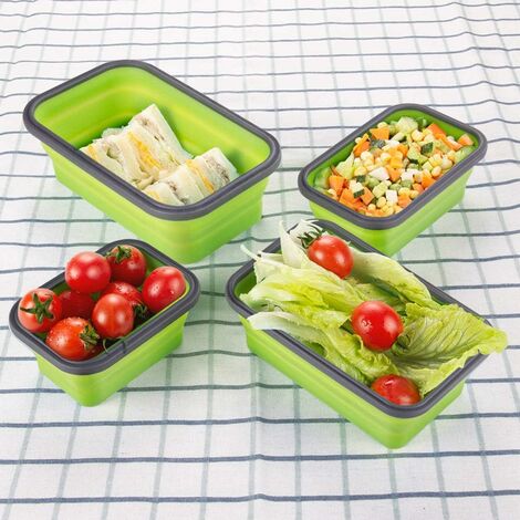 Bento Lunchbox Chauffant en Silicone pliable avec Couverts