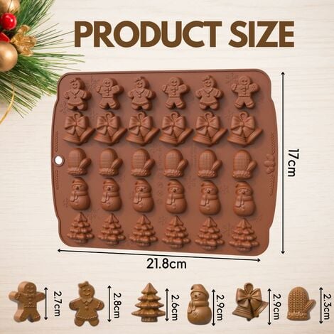 Moule de Noël en silicone - 1 lot de 30 moules à chocolat de Noël en forme